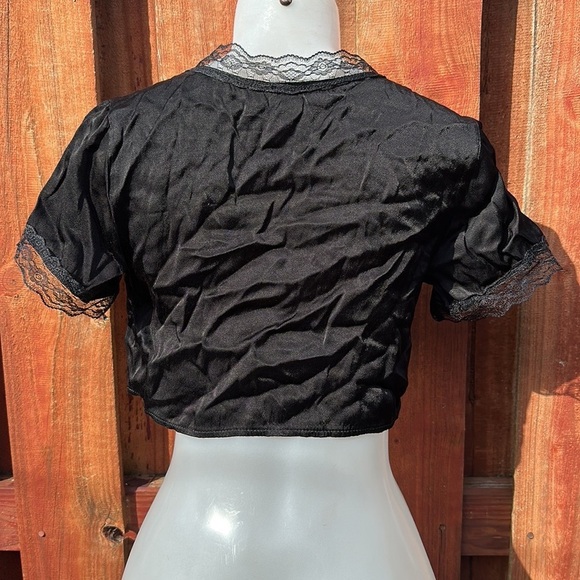 Princess Polly Vintage Tie Up Lace Crop Top Black Size 0 - Picture 11 of 14